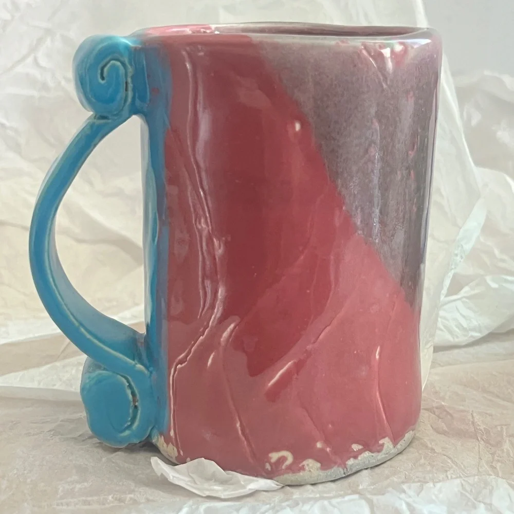 Handmade 2 Ceramic Pottery Mugs, Well Crafted Set, Unique, Absolutely Beautiful